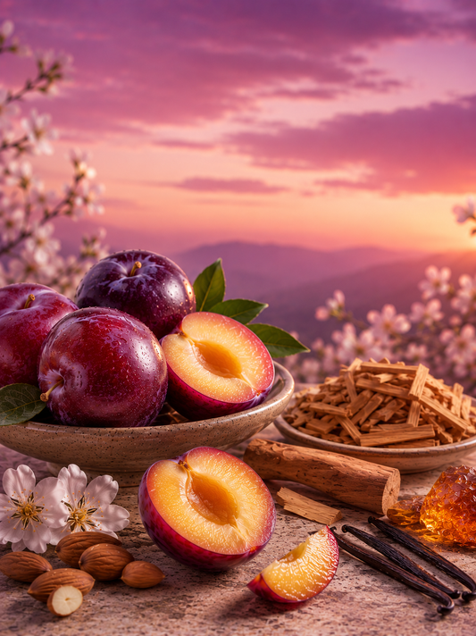 Plum Still exclusive fragrance oil with plum, almond, sandalwood, vanilla, and amber.